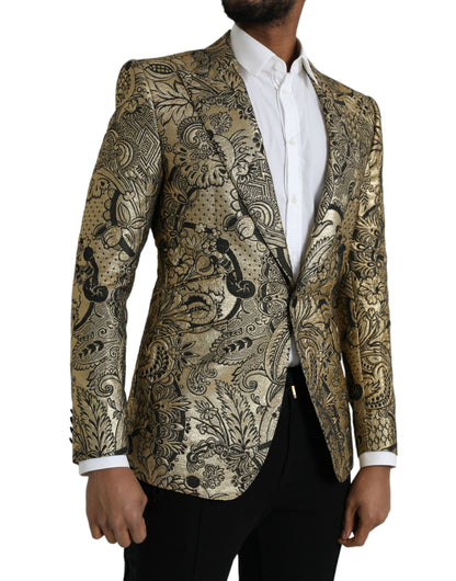 Blazer manteau simple boutonnage en jacquard Dolce &amp; Gabbana Gold SICILIA