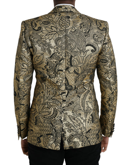 Blazer manteau simple boutonnage en jacquard Dolce &amp; Gabbana Gold SICILIA