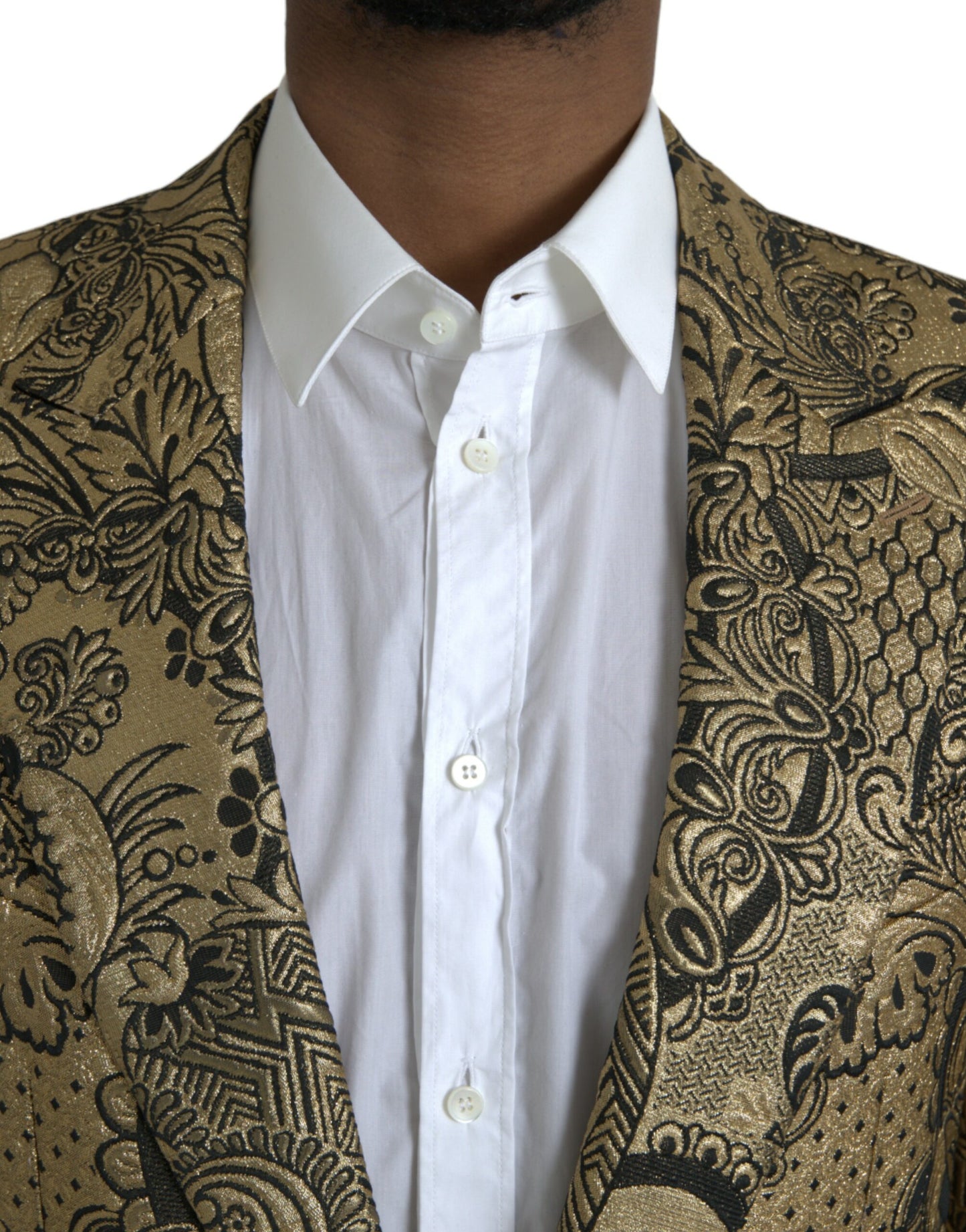 Blazer manteau simple boutonnage en jacquard Dolce &amp; Gabbana Gold SICILIA
