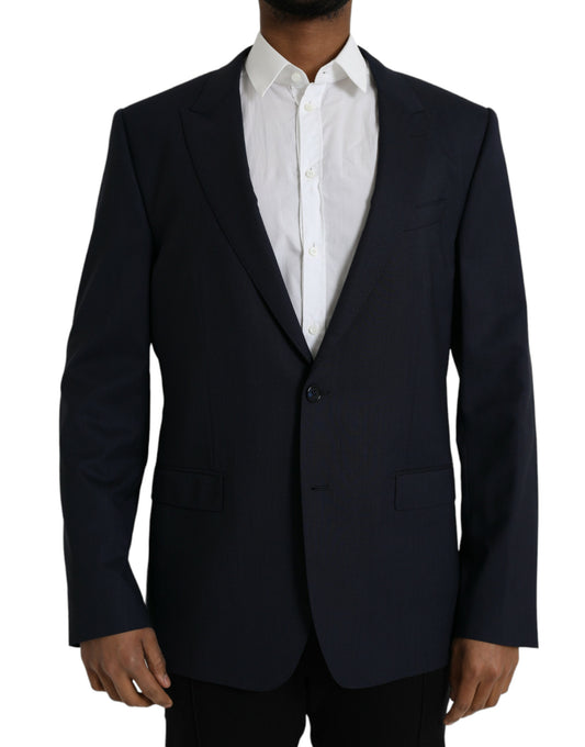 Blazer simple boutonnage en laine bleu foncé Dolce &amp; Gabbana