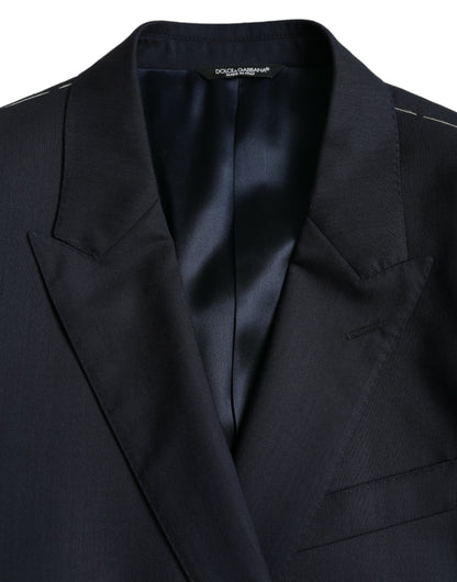 Blazer simple boutonnage en laine bleu foncé Dolce &amp; Gabbana