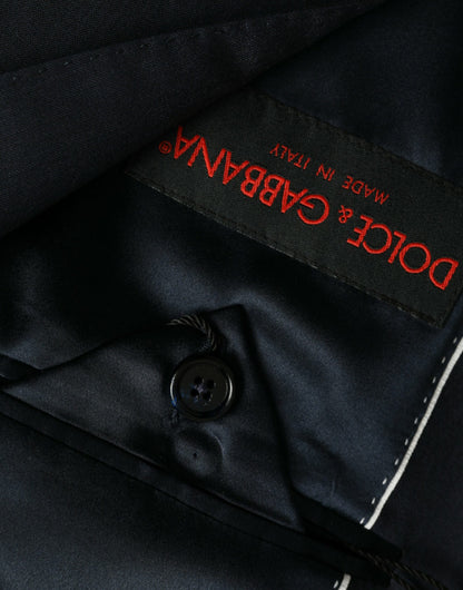 Blazer simple boutonnage en laine bleu foncé Dolce &amp; Gabbana