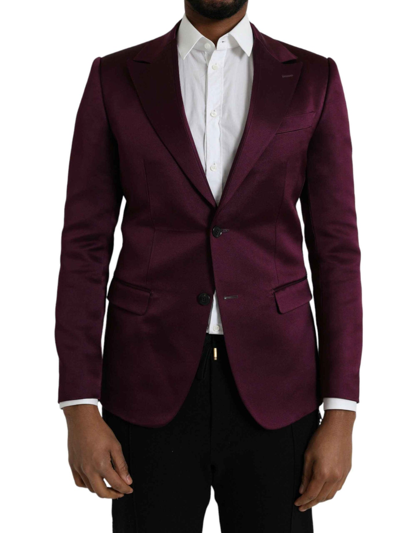 Dolce Gabbana Silk Blazer Maroon Twee Knoopsluiting Luxe