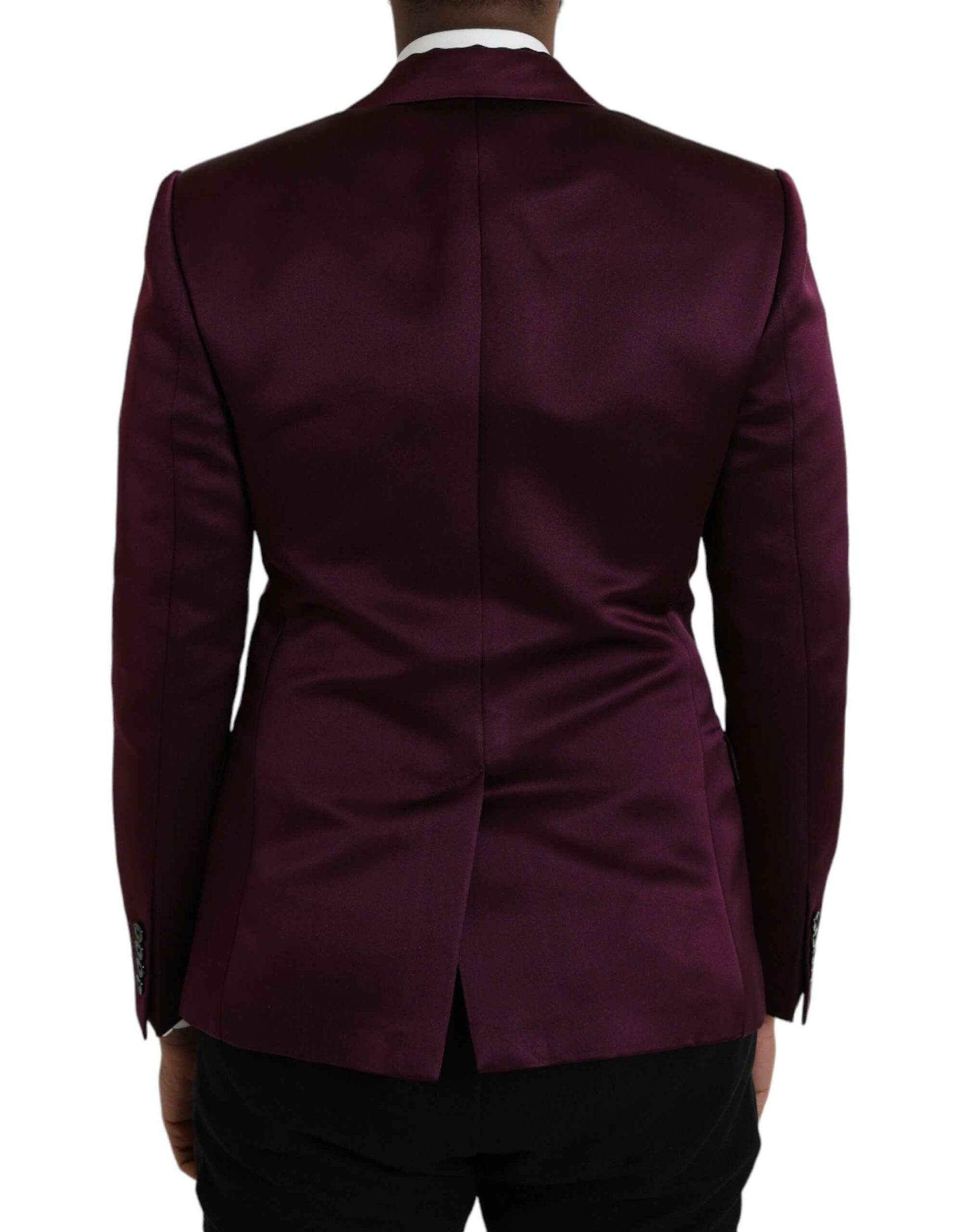 Dolce Gabbana Silk Blazer Maroon Twee Knoopsluiting Luxe
