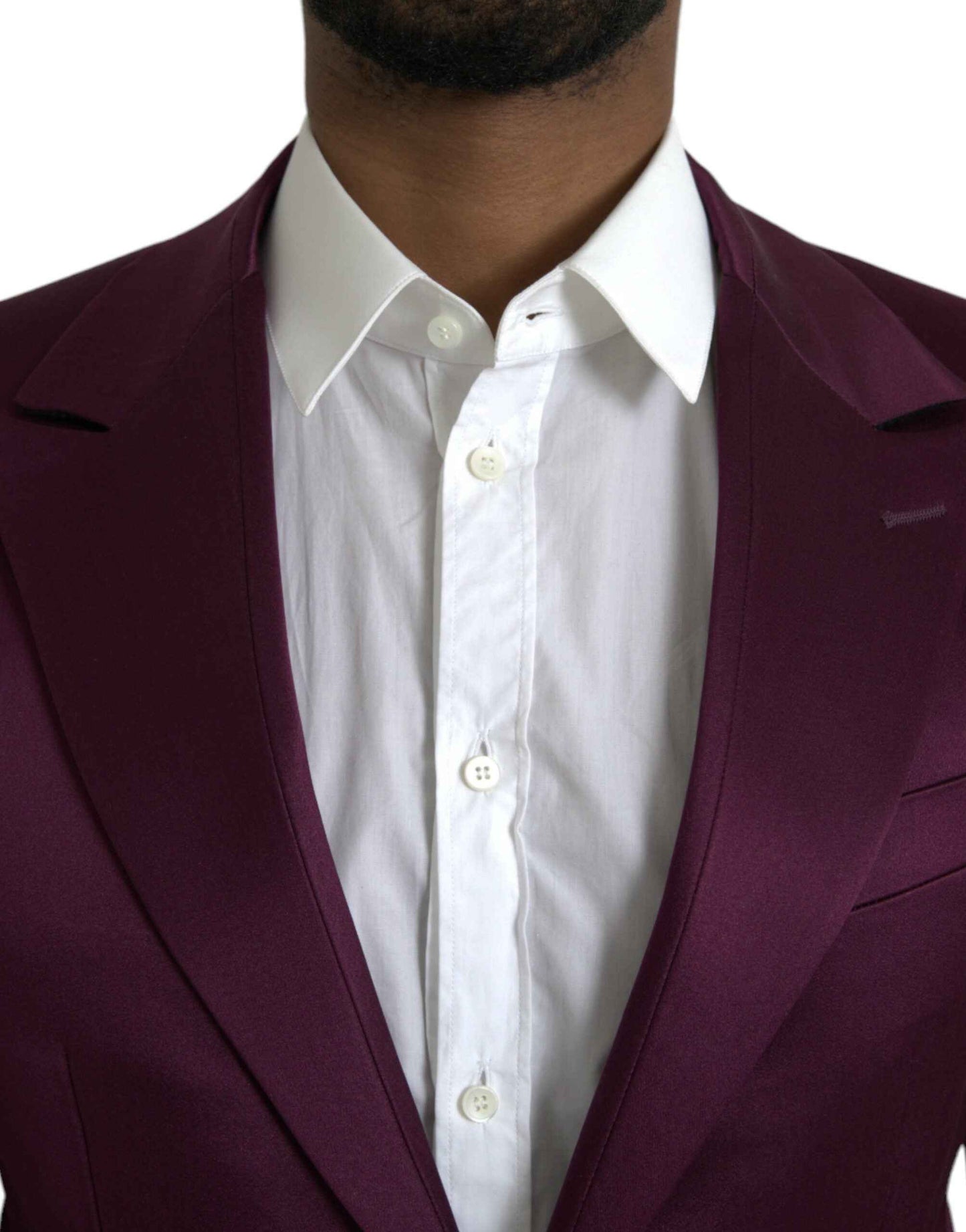 Dolce Gabbana Silk Blazer Maroon Twee Knoopsluiting Luxe