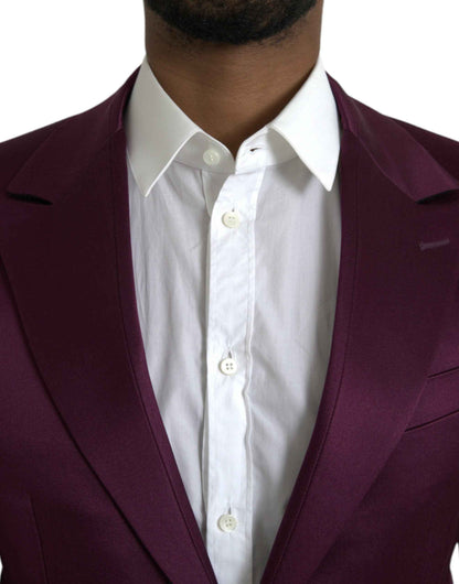 Dolce Gabbana Silk Blazer Maroon Twee Knoopsluiting Luxe