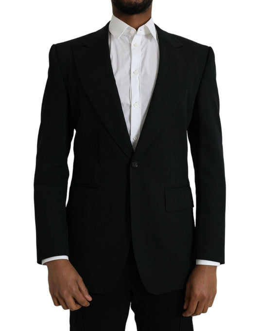 Blazer à simple boutonnage en laine noire Dolce &amp; Gabbana