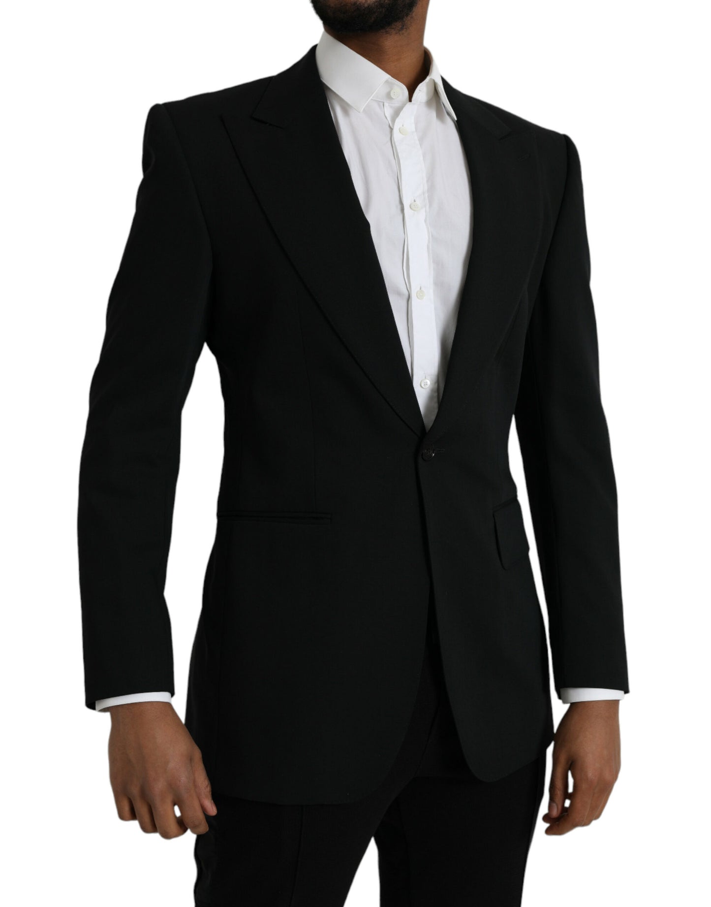 Blazer à simple boutonnage en laine noire Dolce &amp; Gabbana