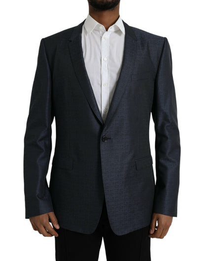 Blazer simple boutonnage en laine bleue Dolce &amp; Gabbana