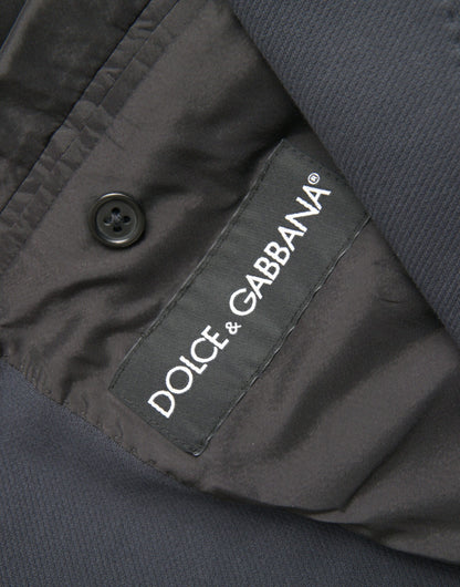 Dolce &amp; Gabbana Dark Blue Cotton Single Breasted Coat Blazer