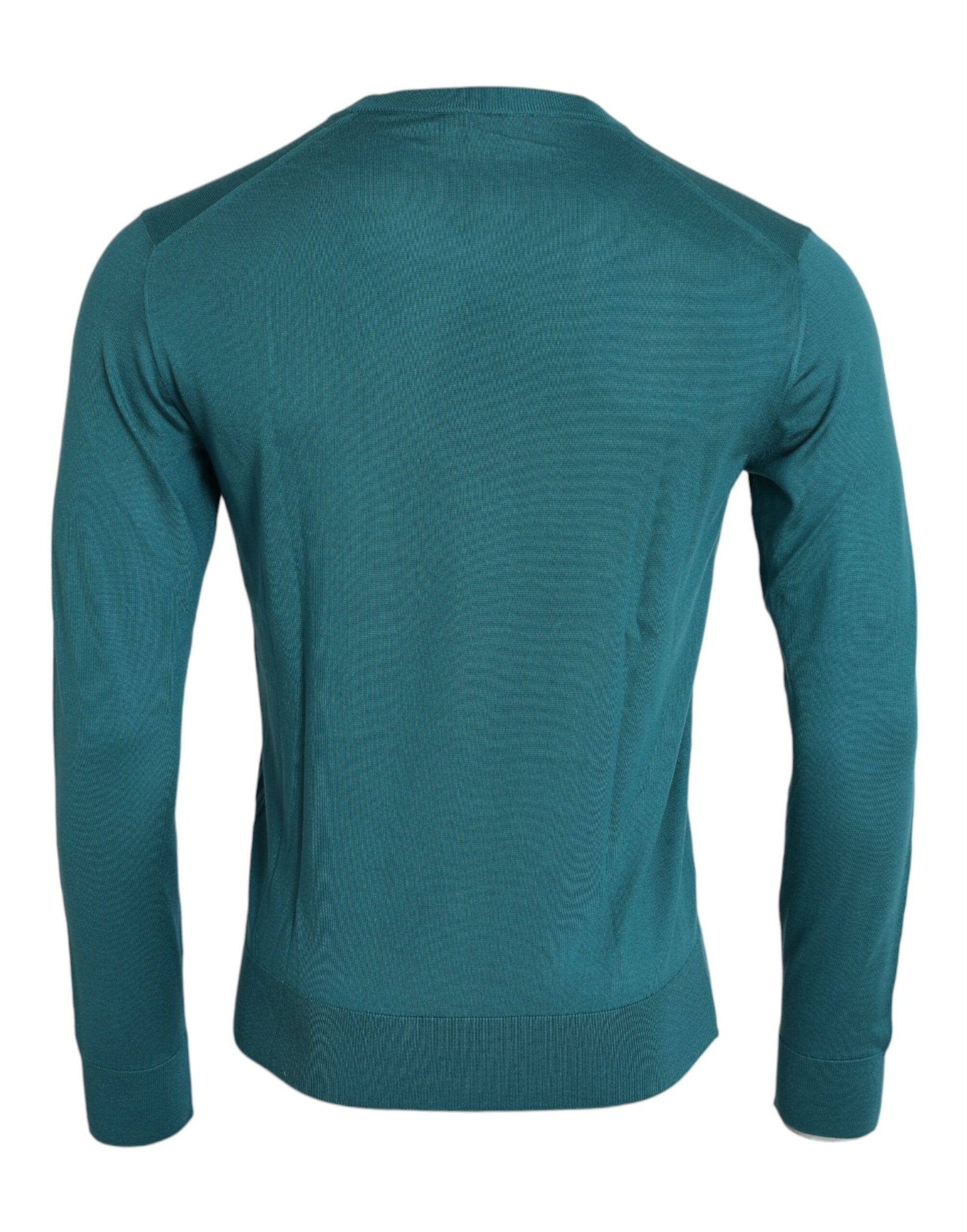 Dolce & Gabbana Dark Green Silk Crew Neck Pullover Sweater by Dolce & Gabbana