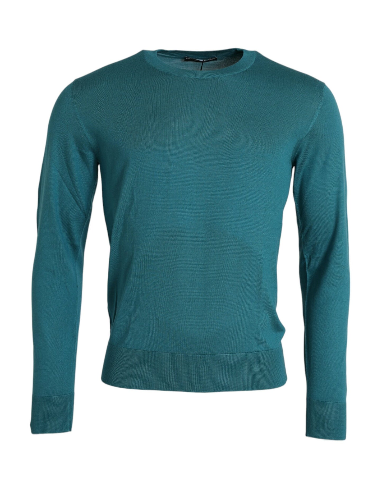 Dolce & Gabbana Dark Green Silk Crew Neck Pullover Sweater by Dolce & Gabbana