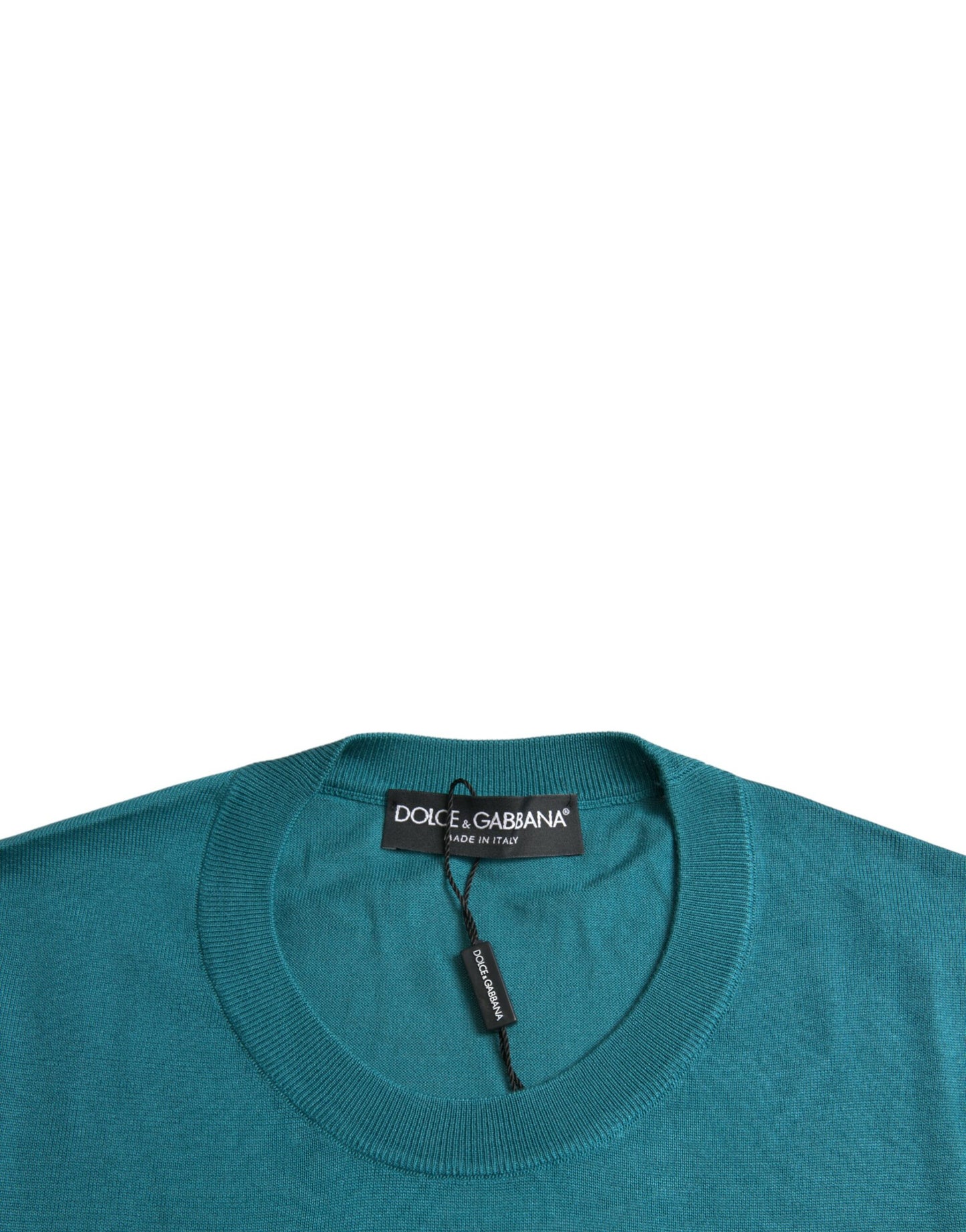 Dolce & Gabbana Dark Green Silk Crew Neck Pullover Sweater by Dolce & Gabbana