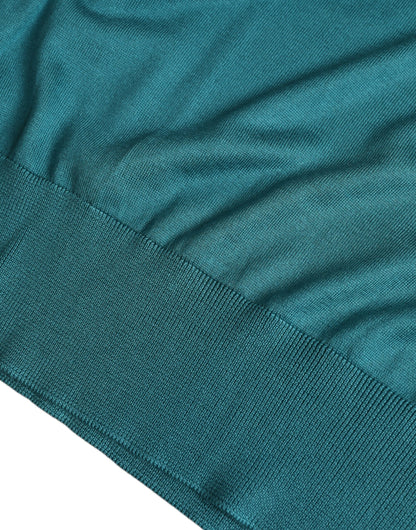 Dolce & Gabbana Dark Green Silk Crew Neck Pullover Sweater by Dolce & Gabbana