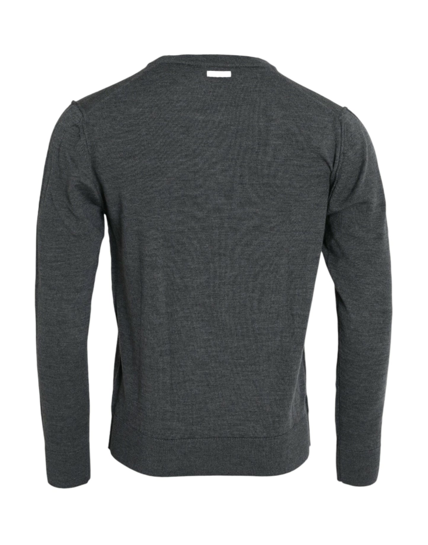 Dolce & Gabbana Dark Gray Wool Crew Neck Pullover Sweater by Dolce & Gabbana