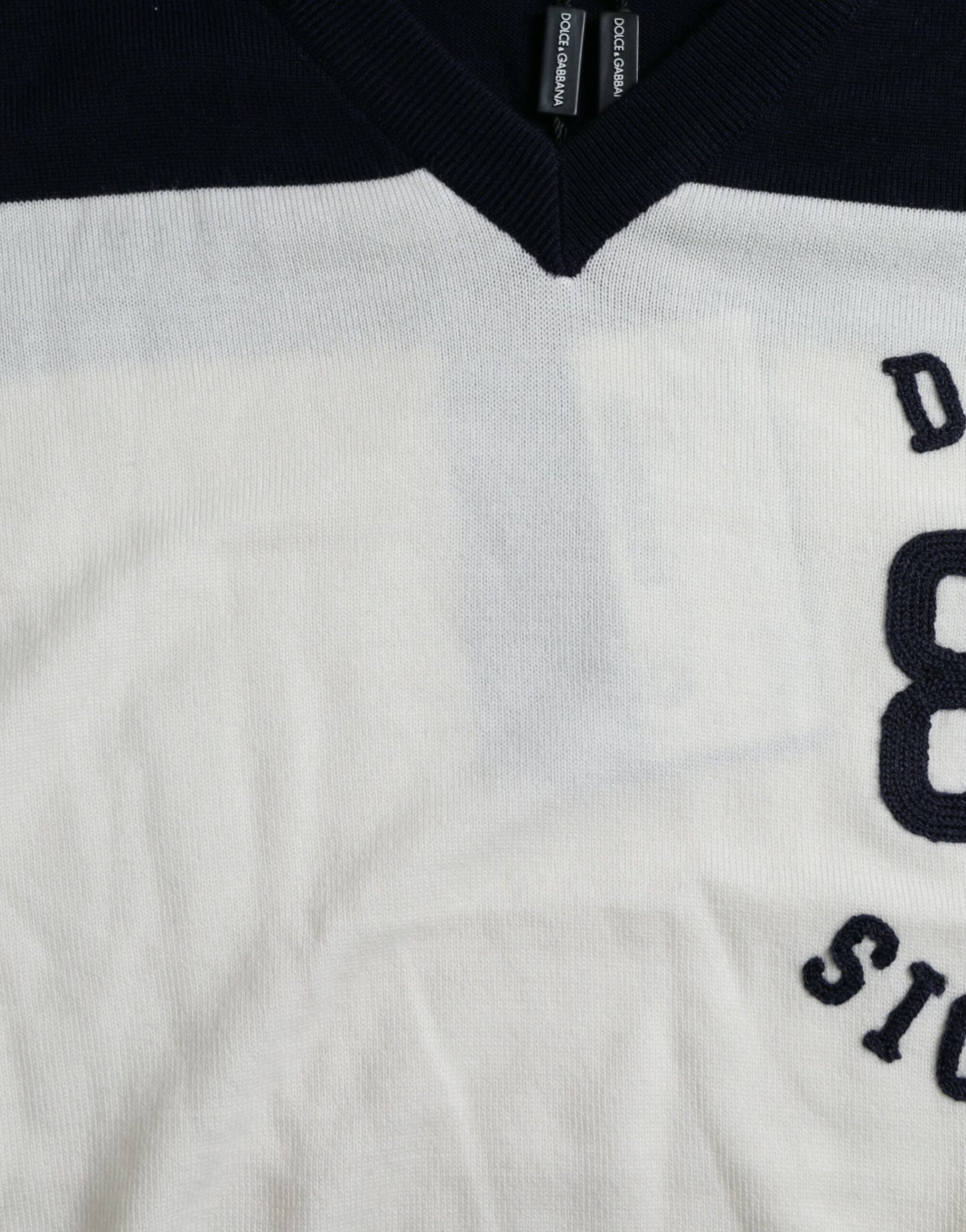 Dolce & Gabbana White Black SICILIA Henley Shirt Pullover Sweater by Dolce & Gabbana