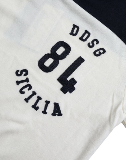 Dolce & Gabbana White Black SICILIA Henley Shirt Pullover Sweater by Dolce & Gabbana