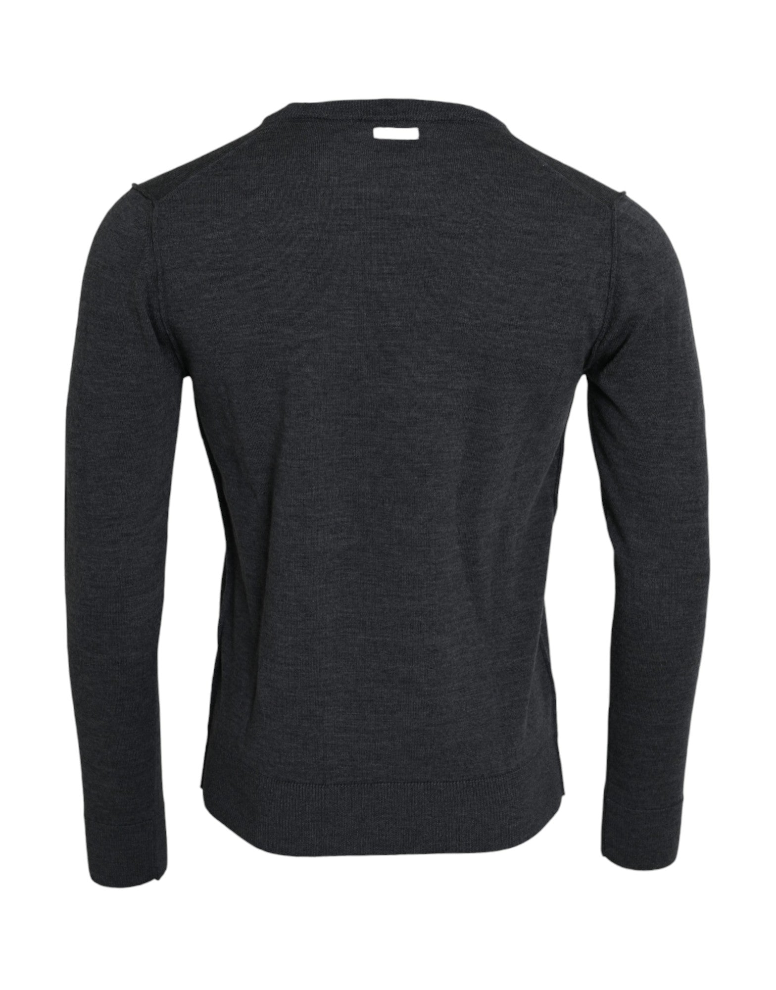 Dolce & Gabbana Dark Gray Wool Crew Neck Pullover Sweater by Dolce & Gabbana