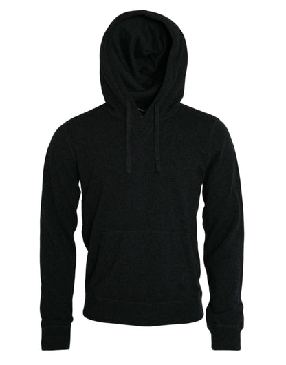 Dolce & Gabbana Dark Gray Cashmere Hooded Pullover Sweater by Dolce & Gabbana