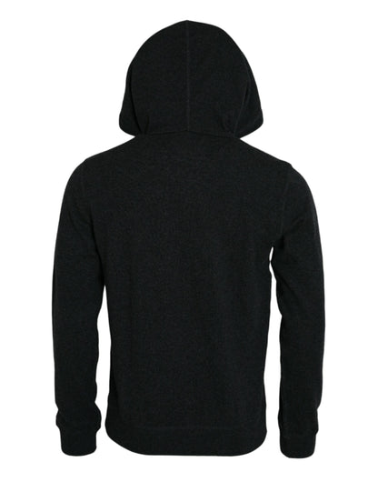 Dolce & Gabbana Dark Gray Cashmere Hooded Pullover Sweater by Dolce & Gabbana