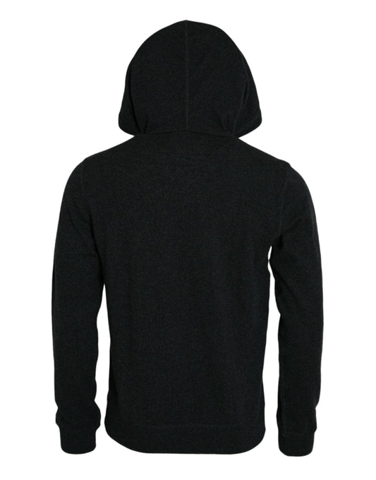 Dolce & Gabbana Dark Gray Cashmere Hooded Pullover Sweater by Dolce & Gabbana
