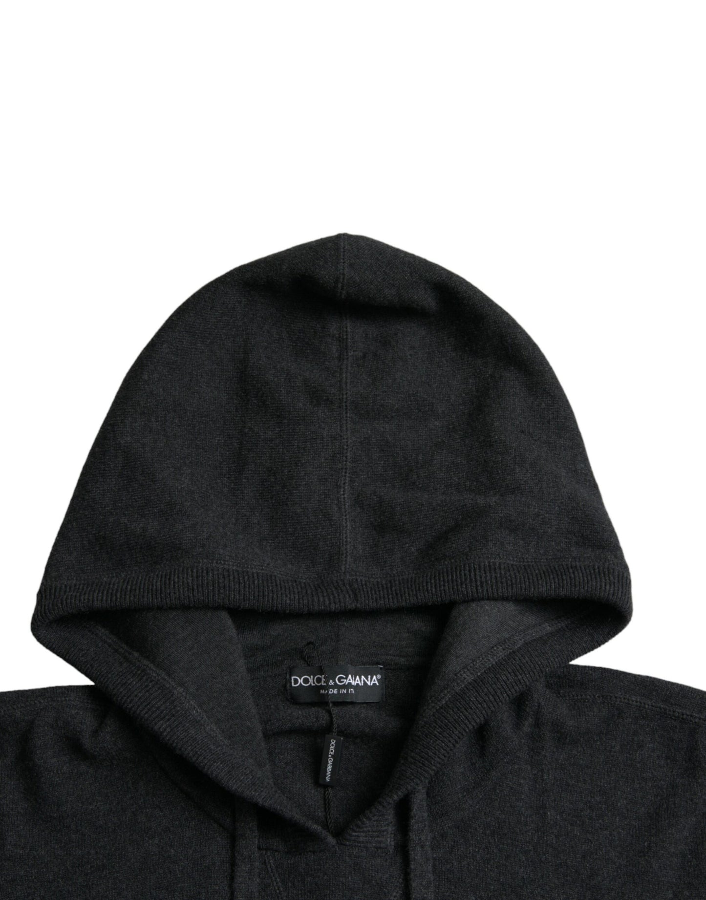 Dolce & Gabbana Dark Gray Cashmere Hooded Pullover Sweater by Dolce & Gabbana