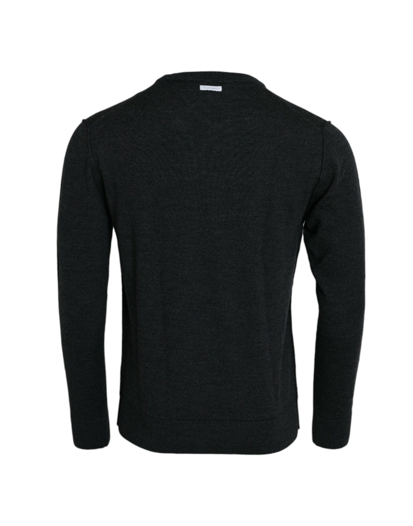 Dolce & Gabbana Dark Gray Wool Crew Neck Pullover Sweater by Dolce & Gabbana