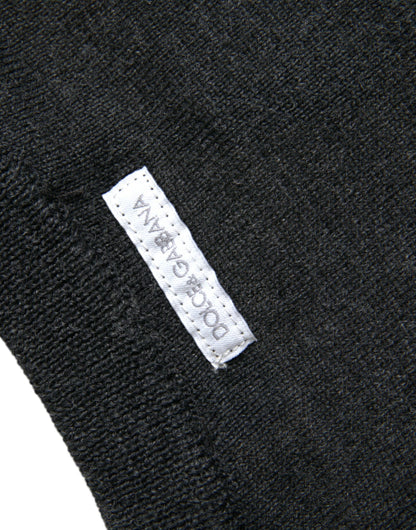 Dolce & Gabbana Dark Gray Wool Crew Neck Pullover Sweater by Dolce & Gabbana