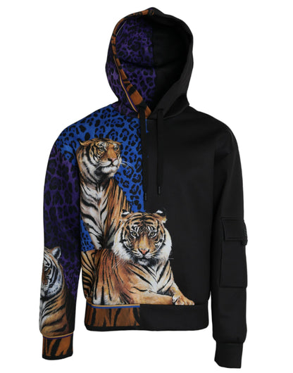 Dolce & Gabbana Multicolor Tiger Hooded Sweatshirt Sweater by Dolce & Gabbana