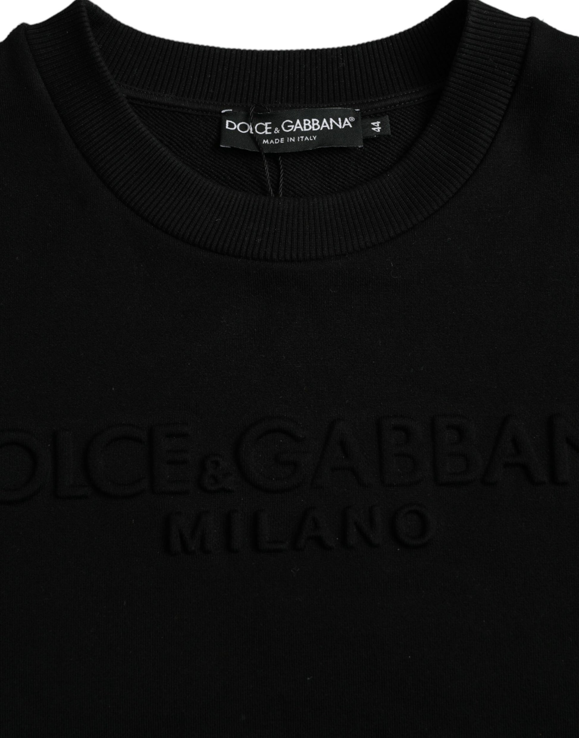 Dolce & Gabbana Black Cotton Long Sleeves Sweatshirt Sweater by Dolce & Gabbana