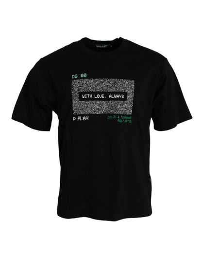 Dolce & Gabbana Black With Love Always Crew Neck Top T-shirt by Dolce & Gabbana
