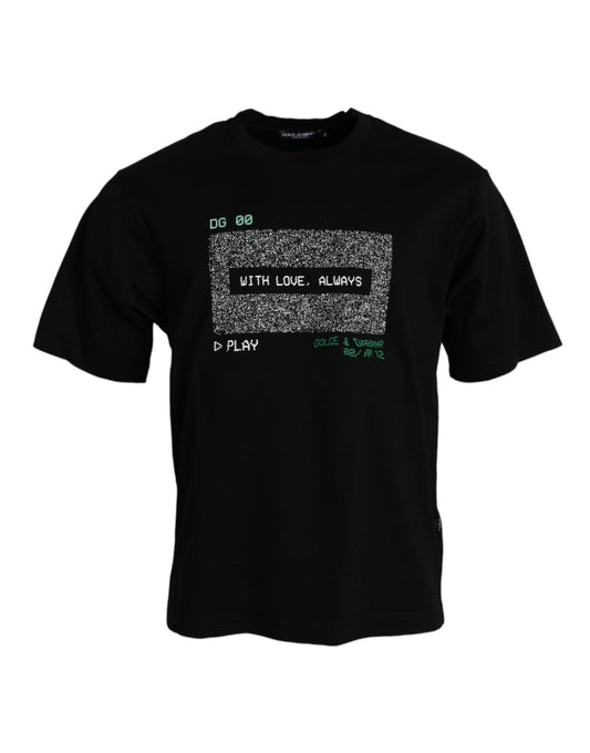 Dolce & Gabbana Black With Love Always Crew Neck Top T-shirt by Dolce & Gabbana