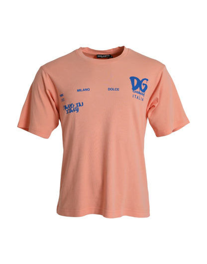 Dolce & Gabbana Coral Cotton Logo Print Short Sleeve T-shirt by Dolce & Gabbana