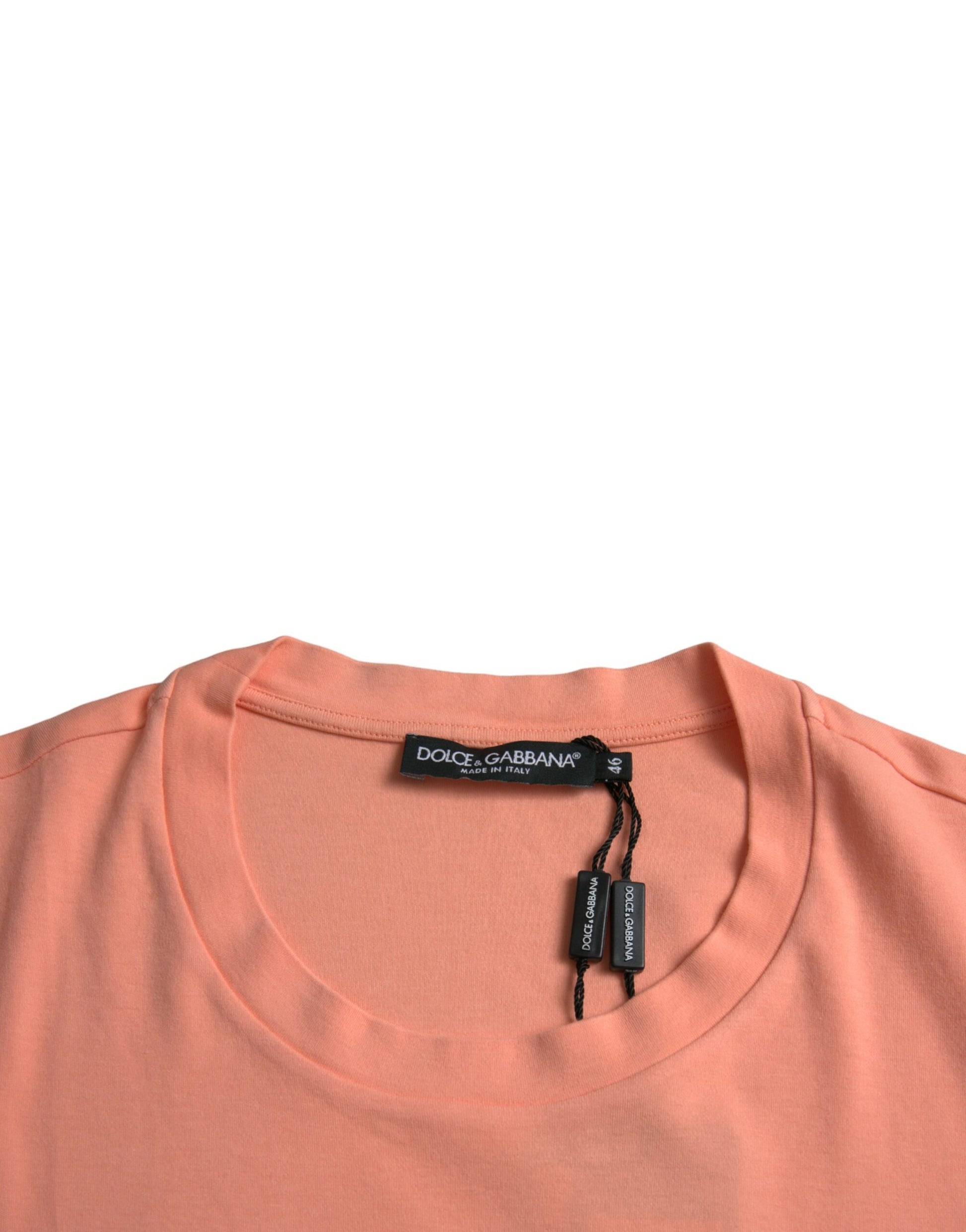 Dolce & Gabbana Coral Cotton Logo Print Short Sleeve T-shirt by Dolce & Gabbana