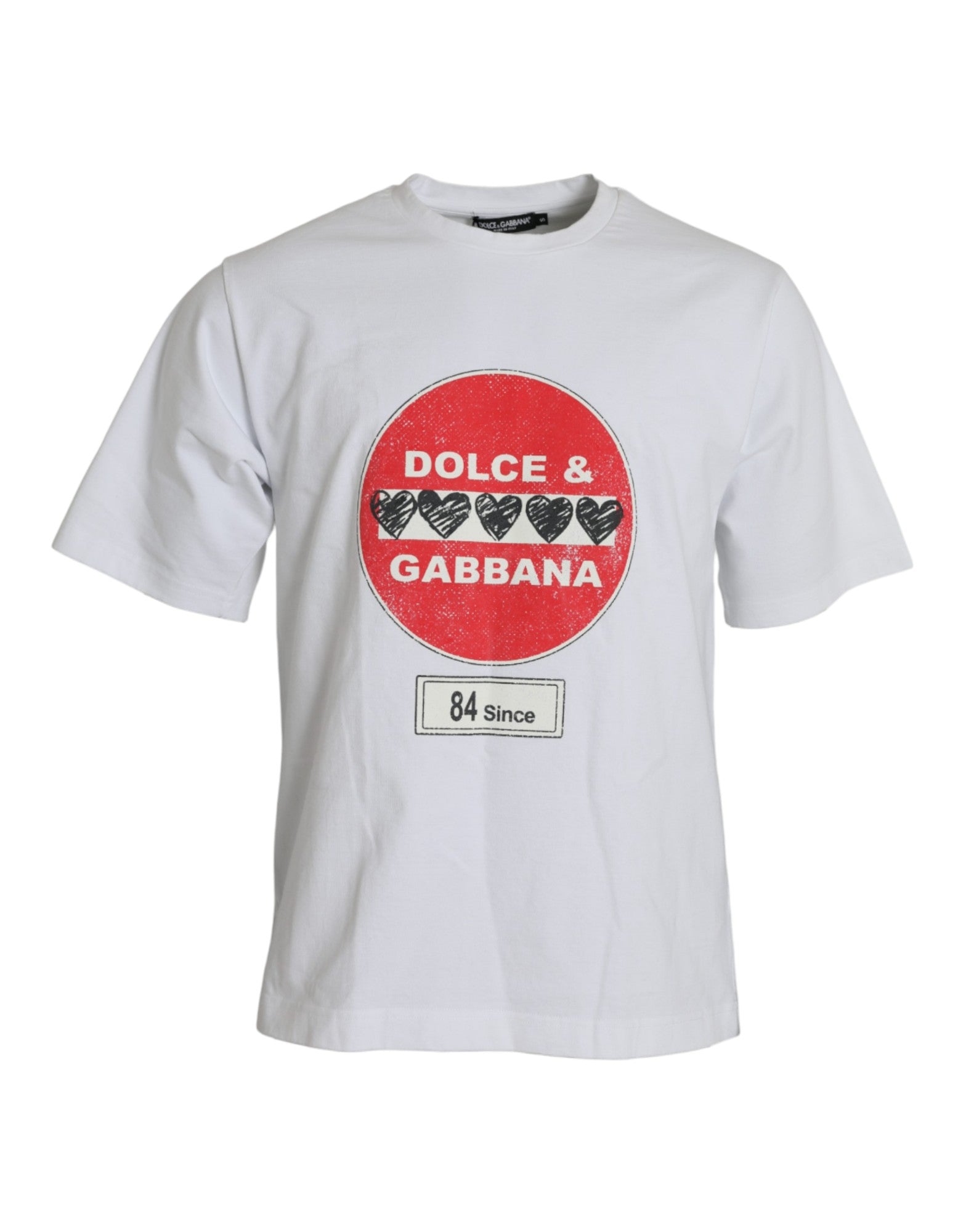 Dolce & Gabbana White Amor Heart Cotton Crewneck Short Sleeve T-shirt by Dolce & Gabbana