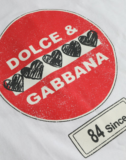 Dolce & Gabbana White Amor Heart Cotton Crewneck Short Sleeve T-shirt by Dolce & Gabbana
