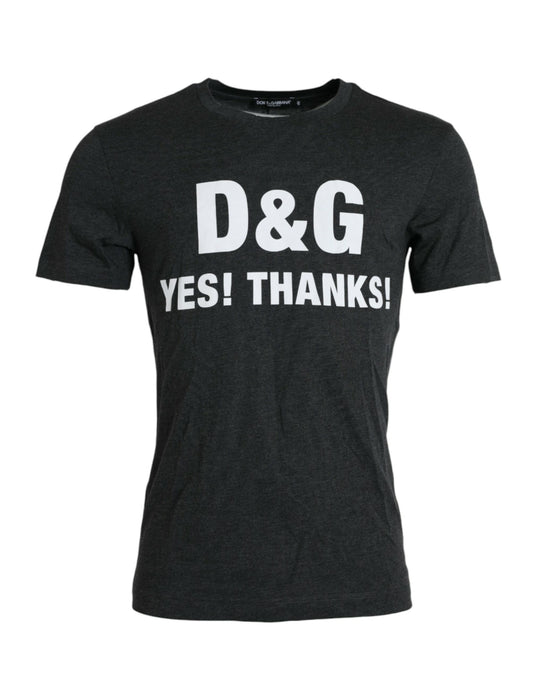 Dolce & Gabbana Gray Logo Print Crewneck Short Sleeve T-shirt by Dolce & Gabbana