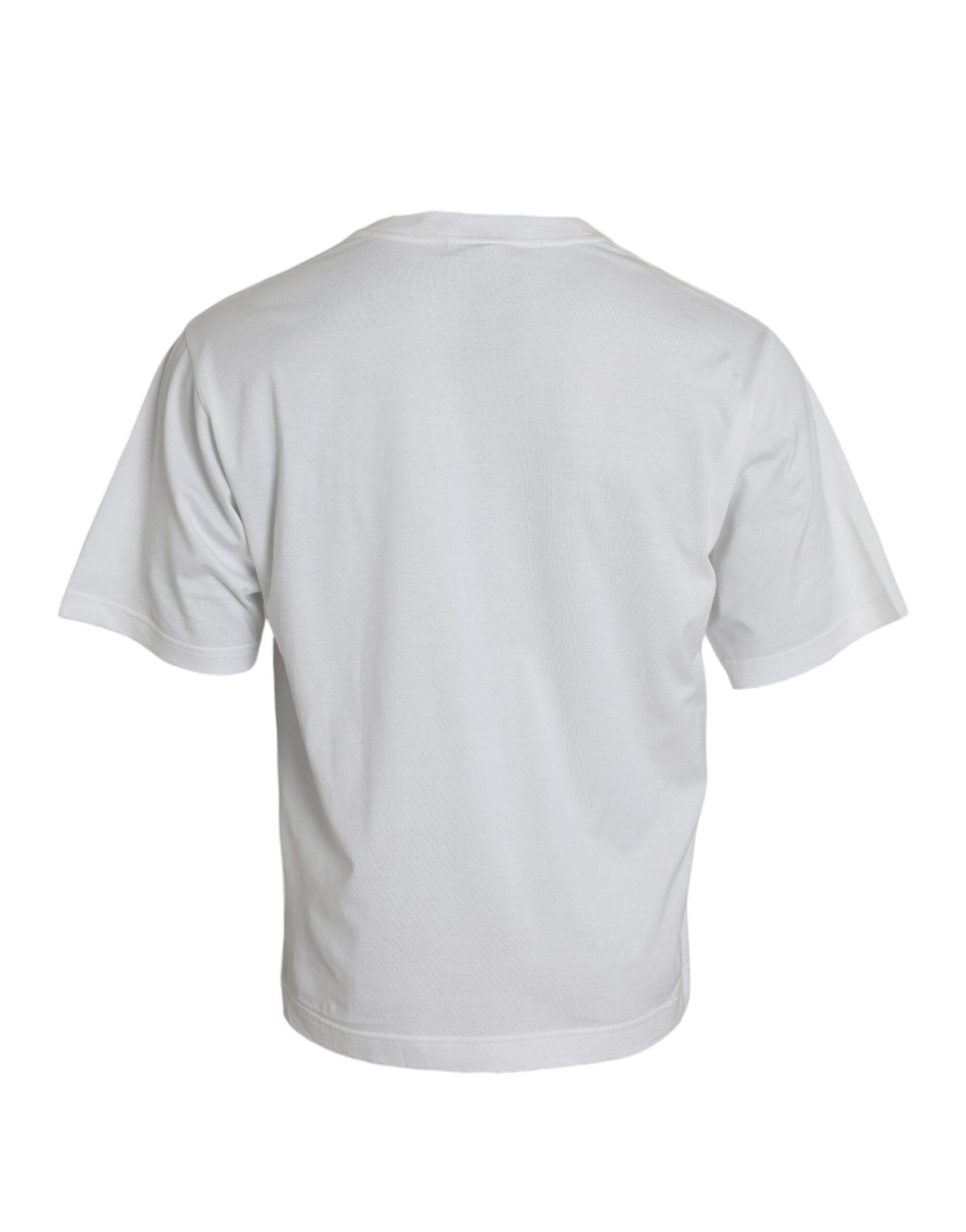 Dolce & Gabbana White Embellished Cotton Crew Neck T-shirt by Dolce & Gabbana