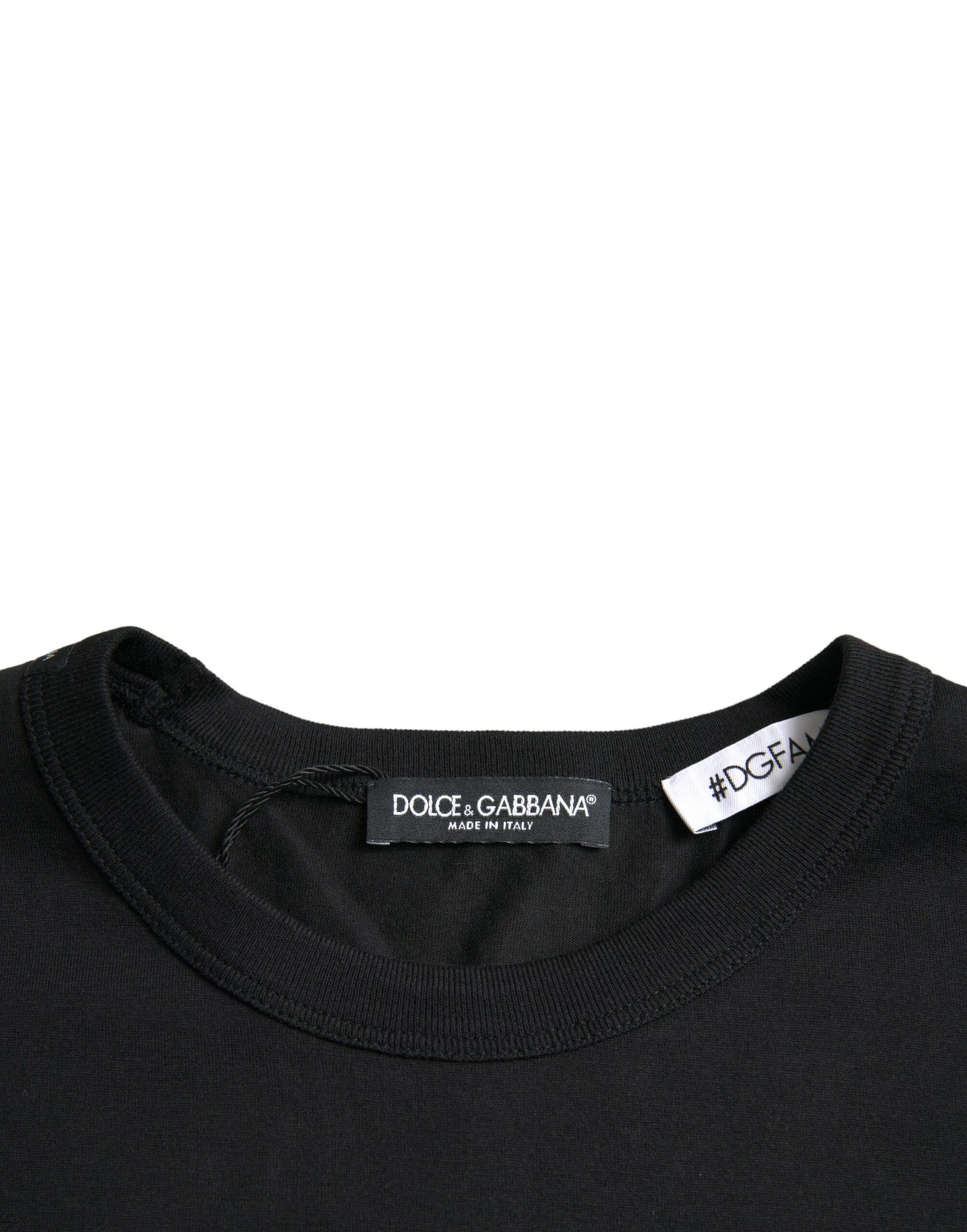 Dolce & Gabbana Black #DGFamily Cotton Crew Neck T-shirt by Dolce & Gabbana