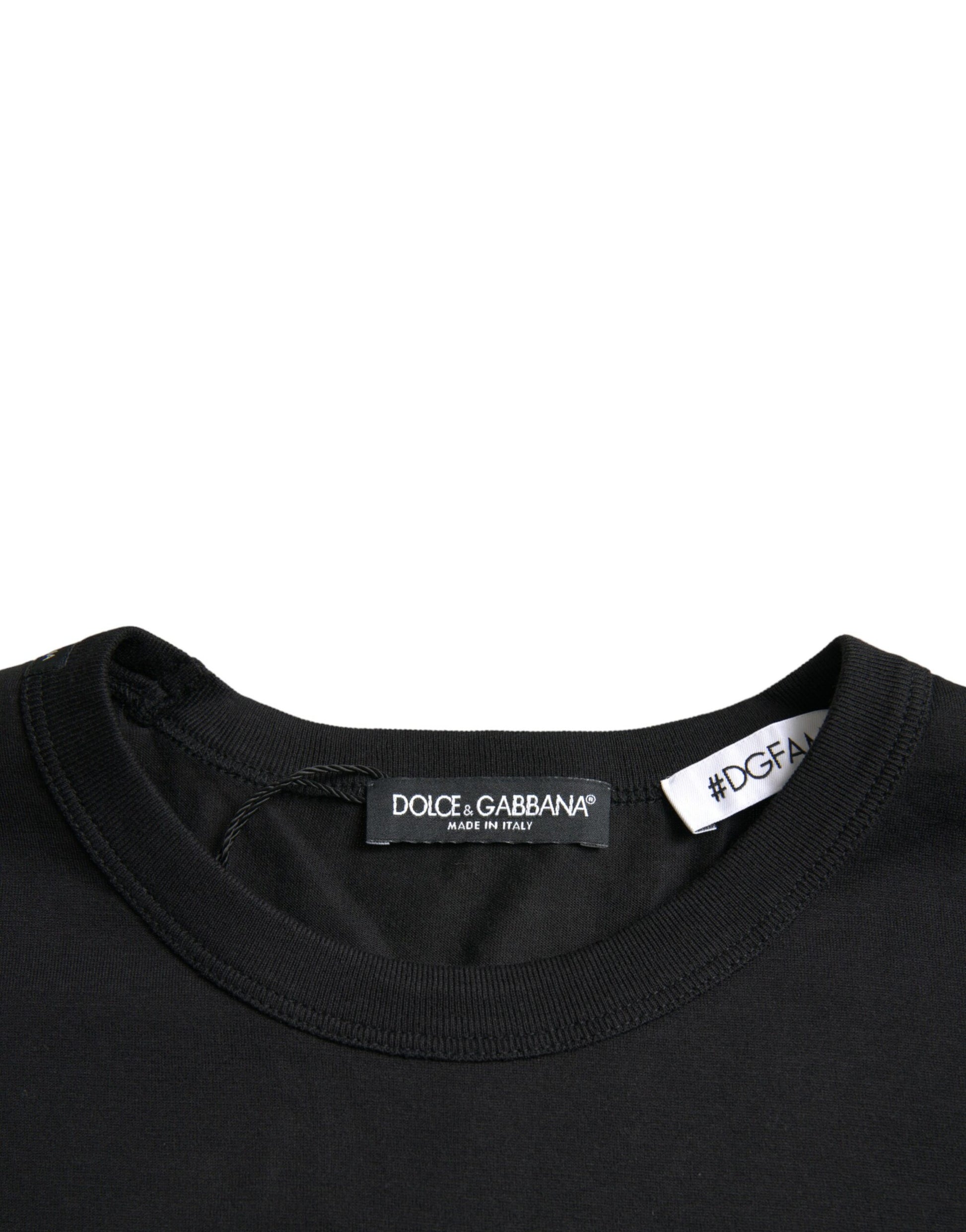 Dolce & Gabbana Black #DGFamily Cotton Crew Neck T-shirt by Dolce & Gabbana