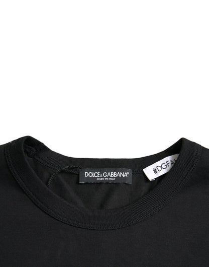 Dolce & Gabbana Black #DGFamily Cotton Crew Neck T-shirt by Dolce & Gabbana