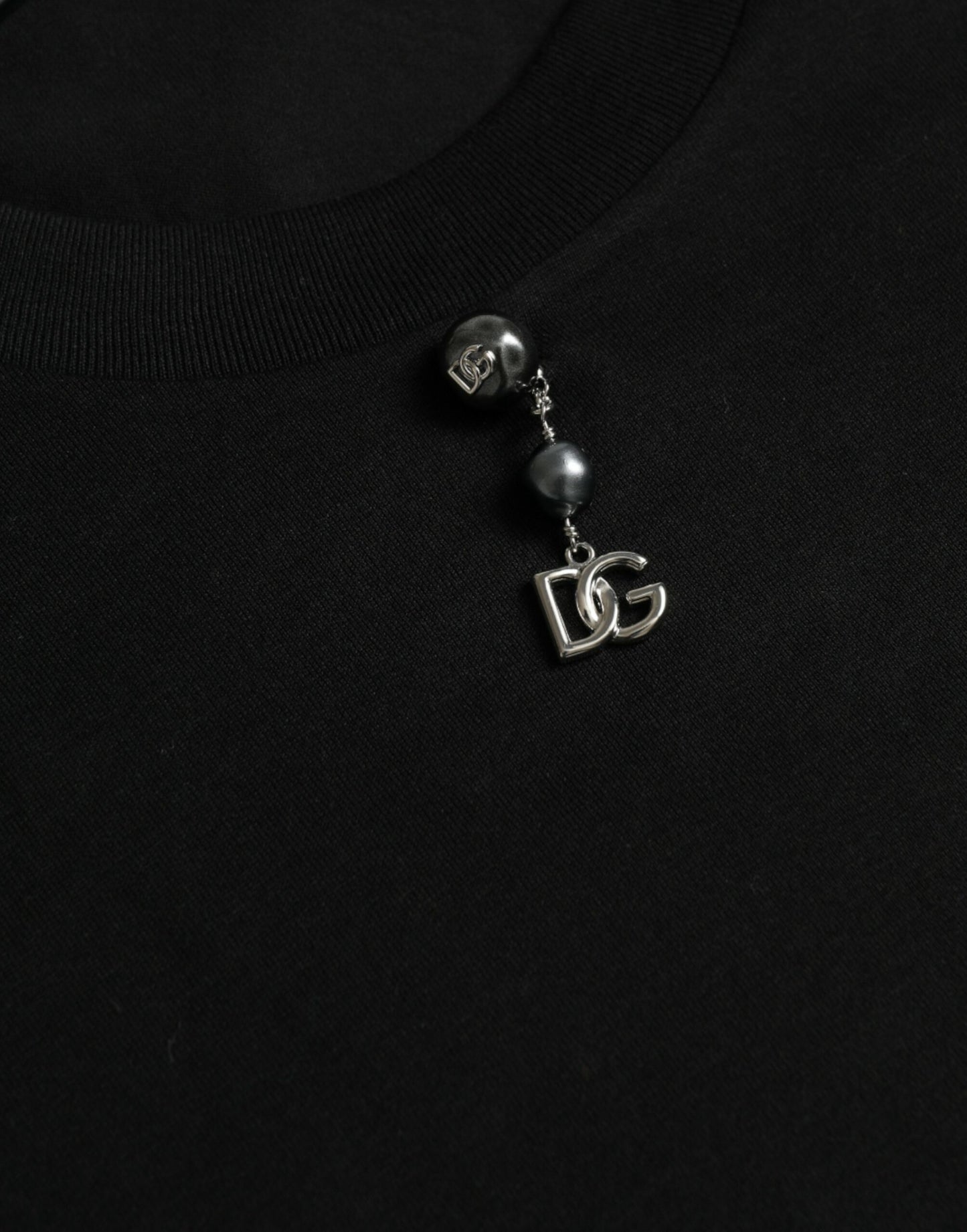 Dolce & Gabbana Black Embellished Cotton Crew Neck T-shirt by Dolce & Gabbana