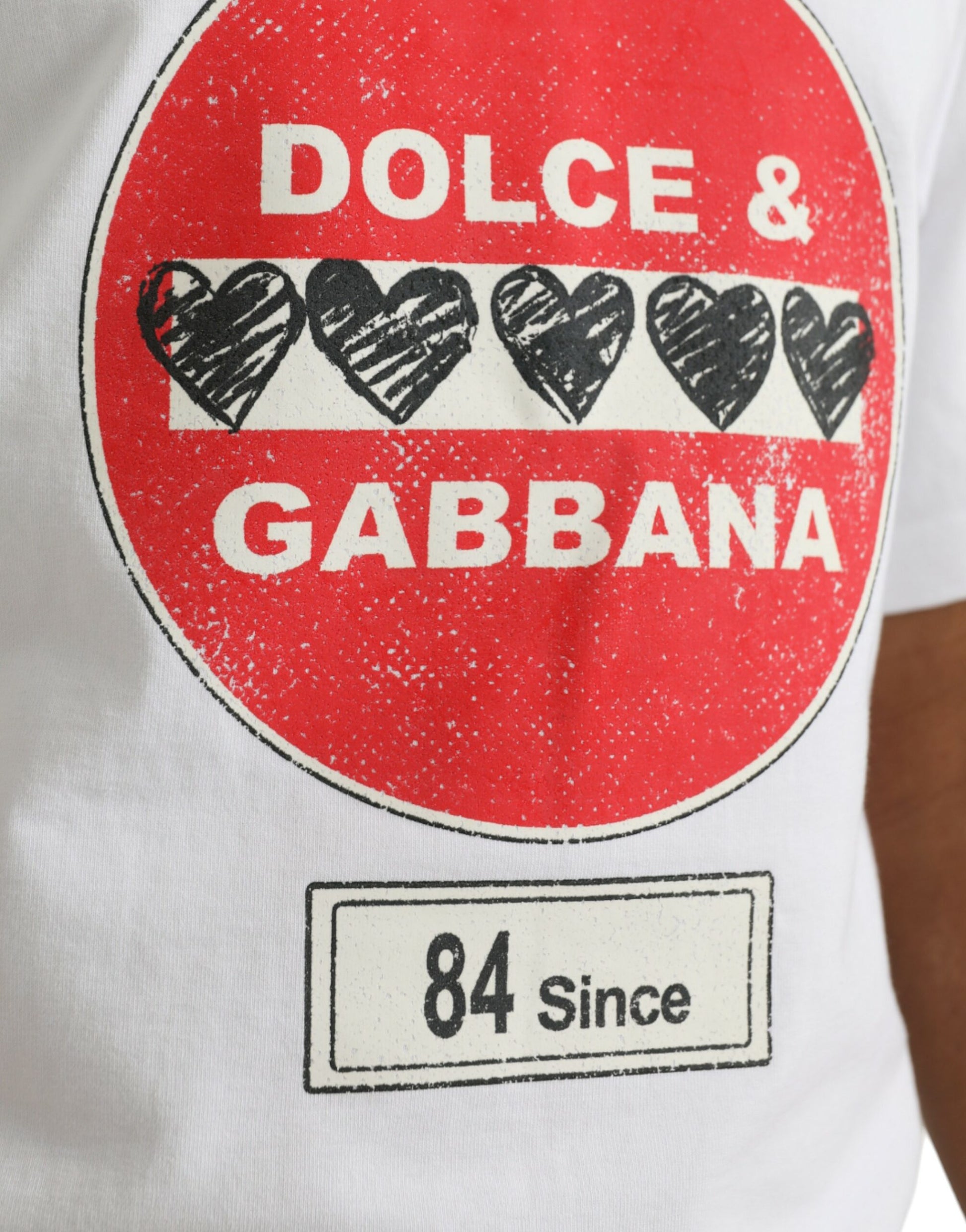 Dolce & Gabbana White Amor Heart Cotton Crewneck Short Sleeve T-shirt by Dolce & Gabbana