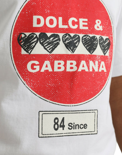 Dolce & Gabbana White Amor Heart Cotton Crewneck Short Sleeve T-shirt by Dolce & Gabbana