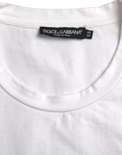 Dolce & Gabbana White Amor Heart Cotton Crewneck Short Sleeve T-shirt by Dolce & Gabbana