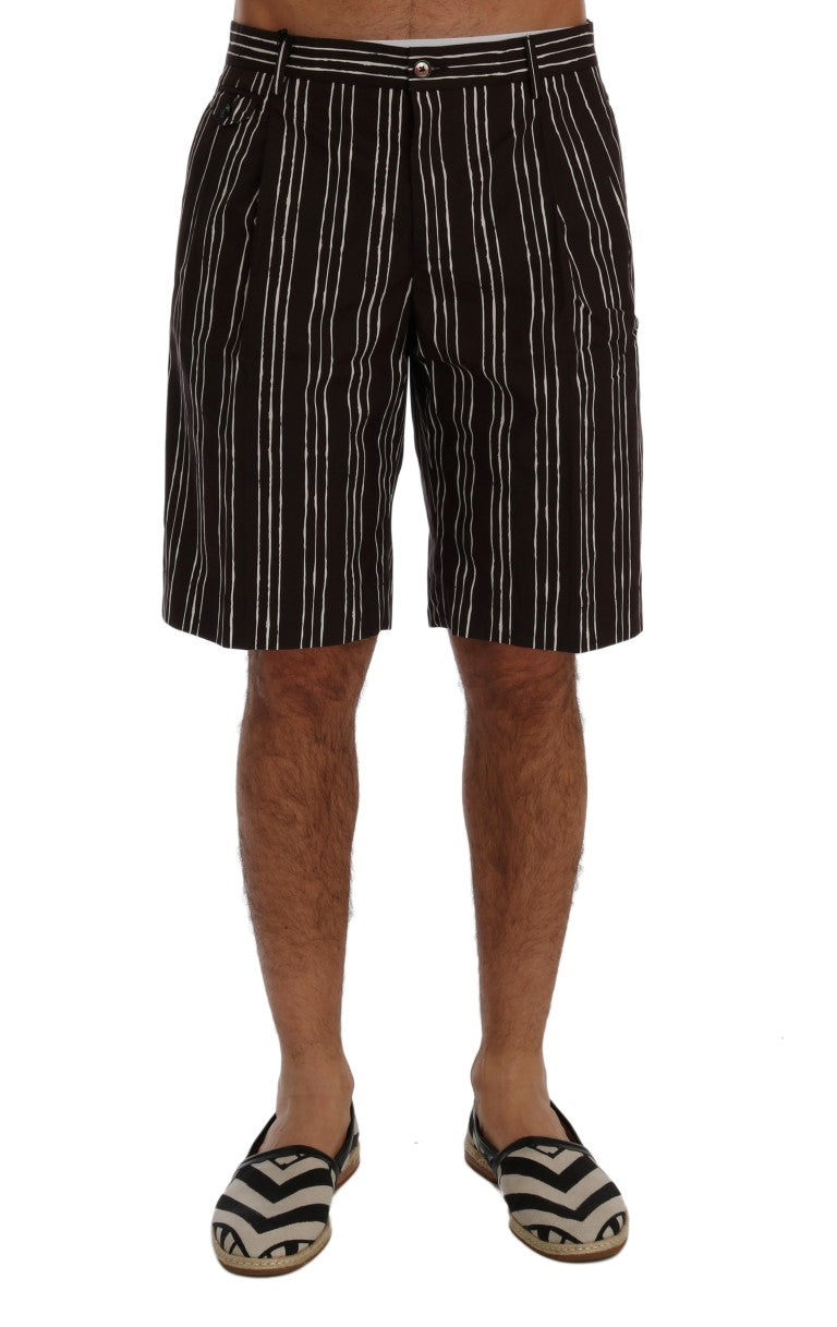Short hauteur genou en coton rayé bordeaux Dolce &amp; Gabbana