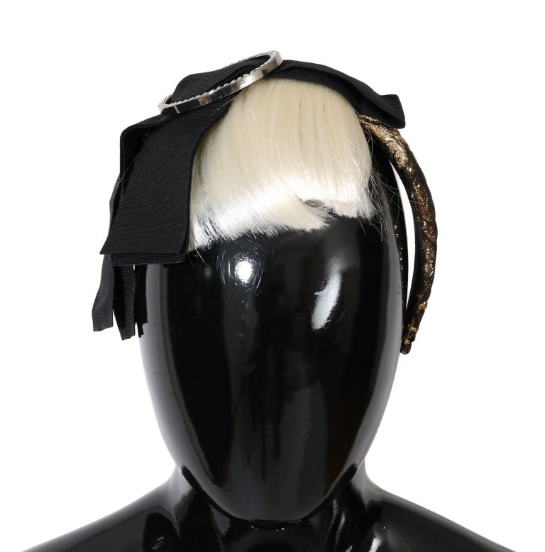 Dolce &amp; Gabbana Black Crystal White Diadem Headband