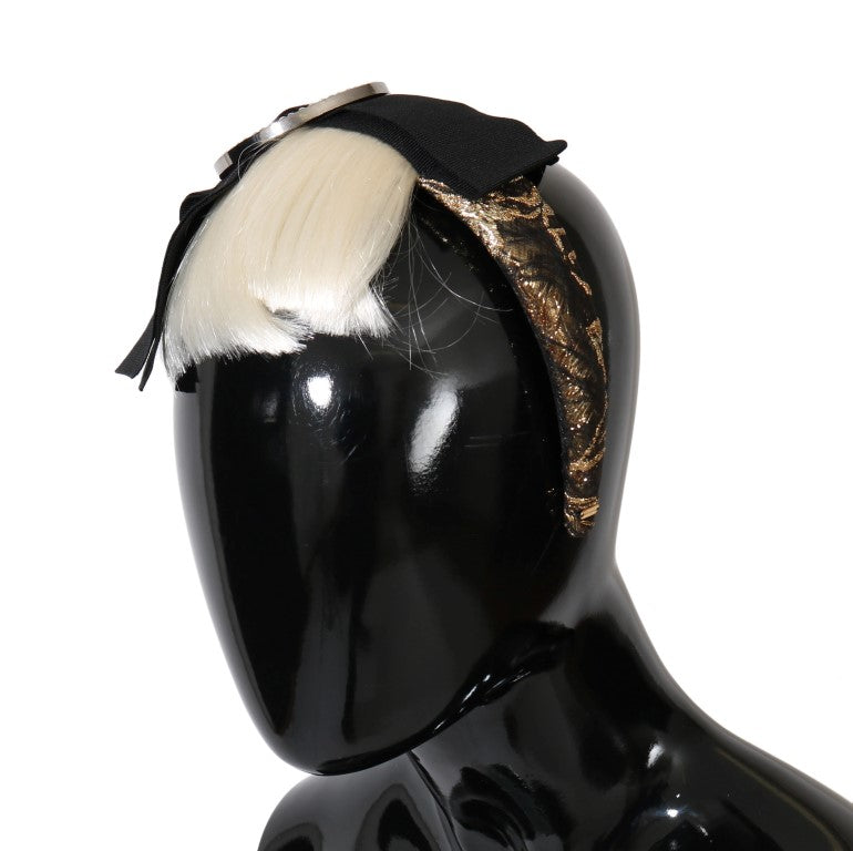Dolce &amp; Gabbana Black Crystal White Diadem Headband