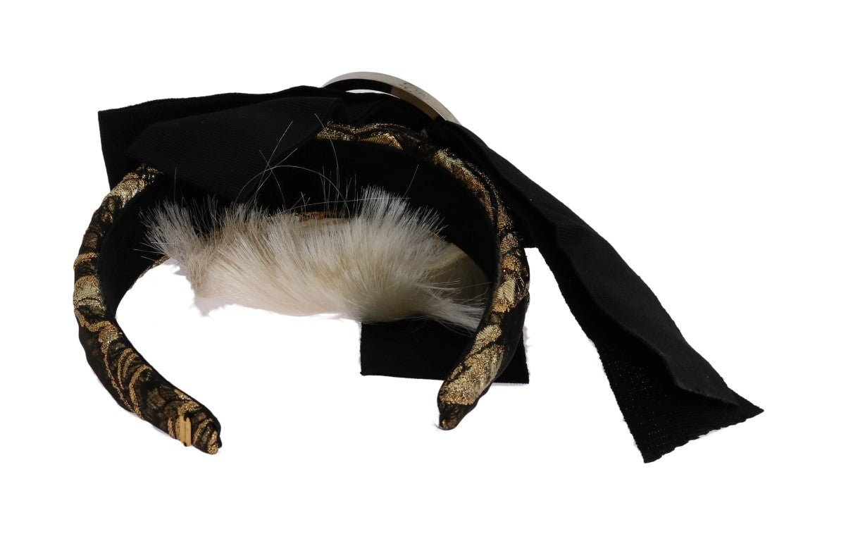 Dolce &amp; Gabbana Black Crystal White Diadem Headband