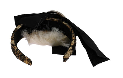 Dolce &amp; Gabbana Black Crystal White Diadem Headband